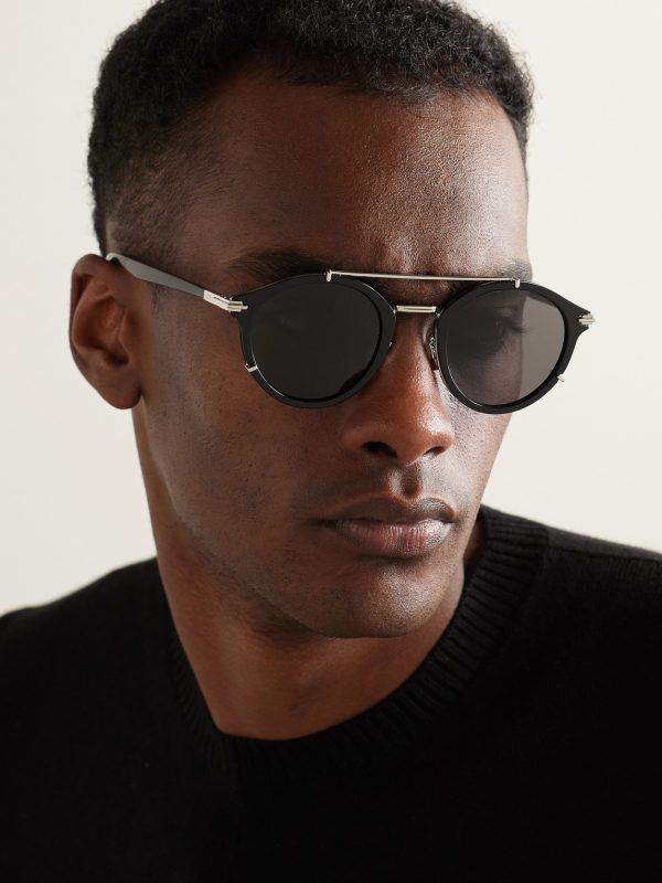 DiorBlacksuit R7U Acetate and Silver-Tone Round-Frame Sunglasses - OU DiorBlacksuit R7U Acetate and Silver-Tone Round-Frame Sunglasses - OU