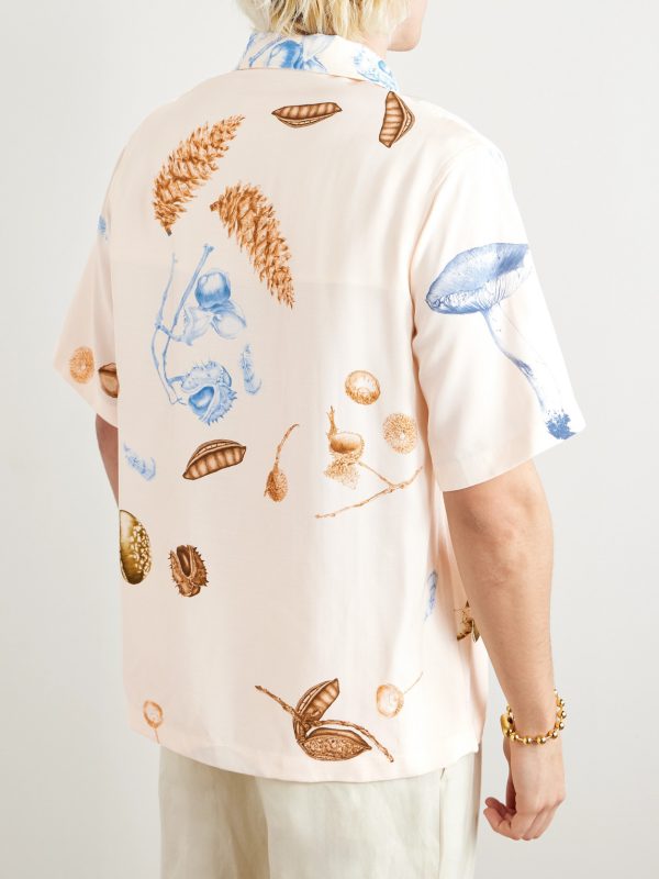 Convertible-Collar Printed Woven Shirt - BK
