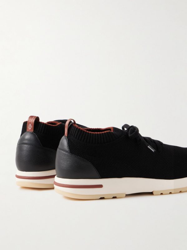 360 Flexy Walk Leather-Trimmed Knitted Wish® Wool Sneakers - BK 360 Flexy Walk Leather-Trimmed Knitted Wish® Wool Sneakers - BK