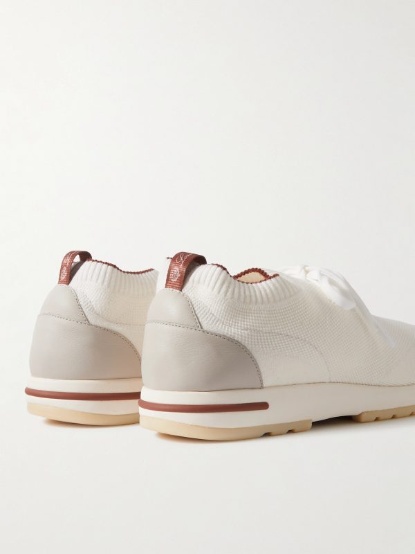 360 Flexy Leather-Trimmed Knitted Wish® Wool Sneakers - BK