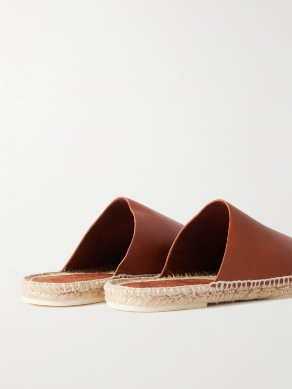 Seaside Walk Leather Backless Espadrilles - BK Seaside Walk Leather Backless Espadrilles - BK