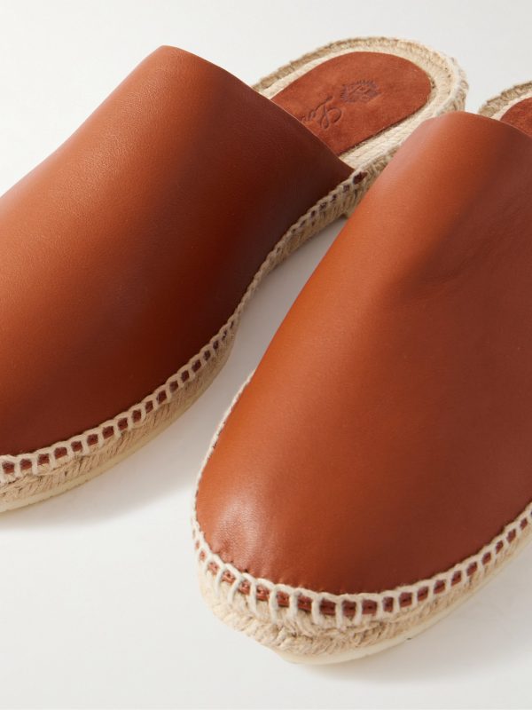 Seaside Walk Leather Backless Espadrilles - CU Seaside Walk Leather Backless Espadrilles - CU