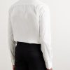 Cutaway-Collar Embroidered Cotton-Poplin Tuxedo Shirt - BK