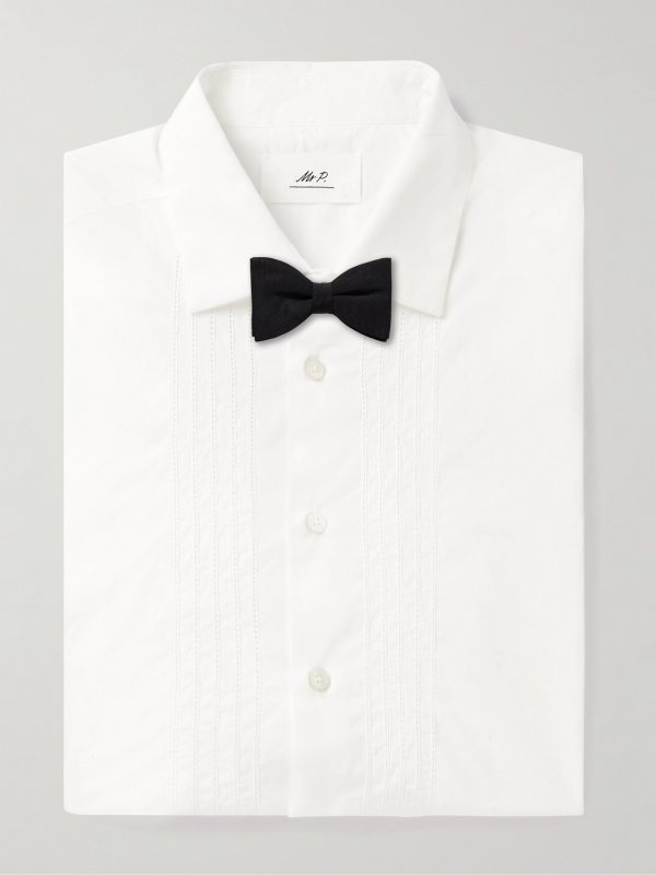 Cutaway-Collar Embroidered Cotton-Poplin Tuxedo Shirt - E1