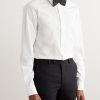 Cutaway-Collar Embroidered Cotton-Poplin Tuxedo Shirt - FR