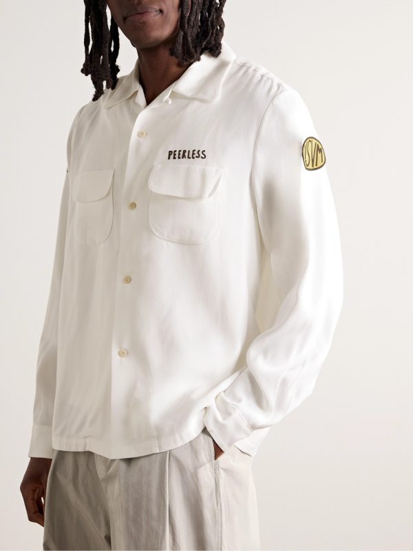 Keesey Convertible-Collar Appliquéd Embroidered Woven Shirt - FR Keesey Convertible-Collar Appliquéd Embroidered Woven Shirt - FR