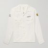 Keesey Convertible-Collar Appliquéd Embroidered Woven Shirt Keesey Convertible-Collar Appliquéd Embroidered Woven Shirt