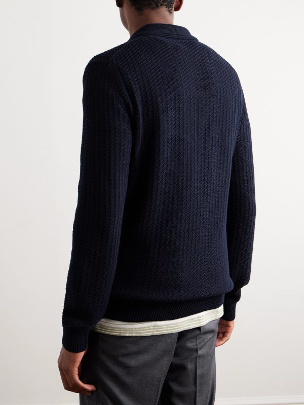 Textured Organic Cotton Polo Shirt - BK Textured Organic Cotton Polo Shirt - BK