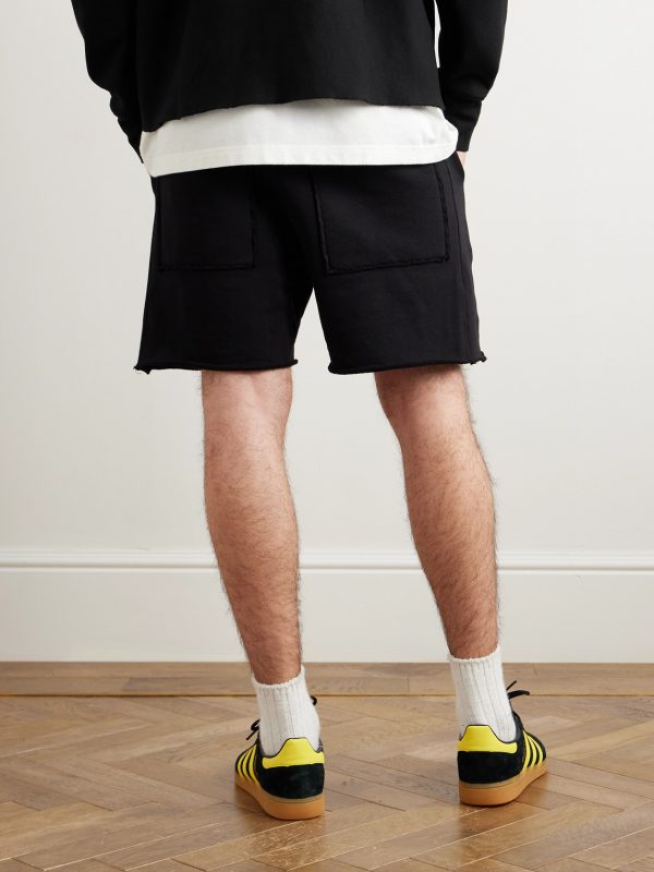 Straight-Leg Heavyweight Structured-Fleece Cotton-Jersey Drawstring Shorts - BK Straight-Leg Heavyweight Structured-Fleece Cotton-Jersey Drawstring Shorts - BK