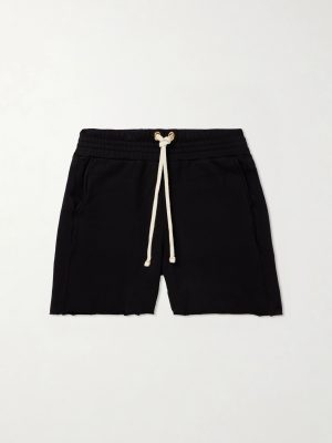 Straight-Leg Heavyweight Structured-Fleece Cotton-Jersey Drawstring Shorts