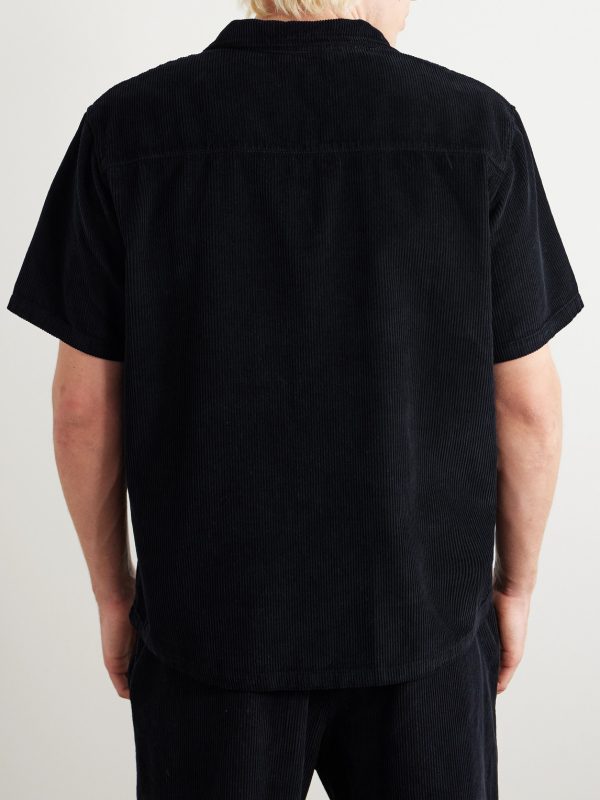 Camp-Collar Garment-Dyed Cotton-Corduroy Shirt - BK