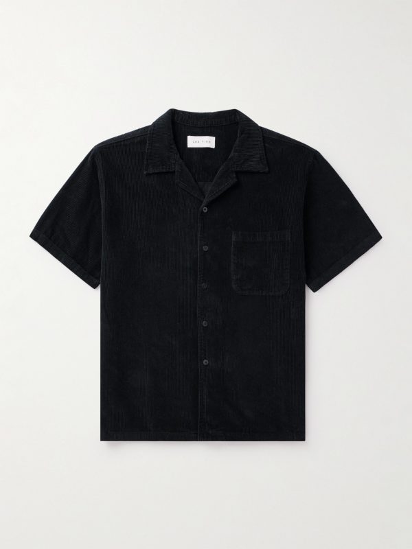 Camp-Collar Garment-Dyed Cotton-Corduroy Shirt
