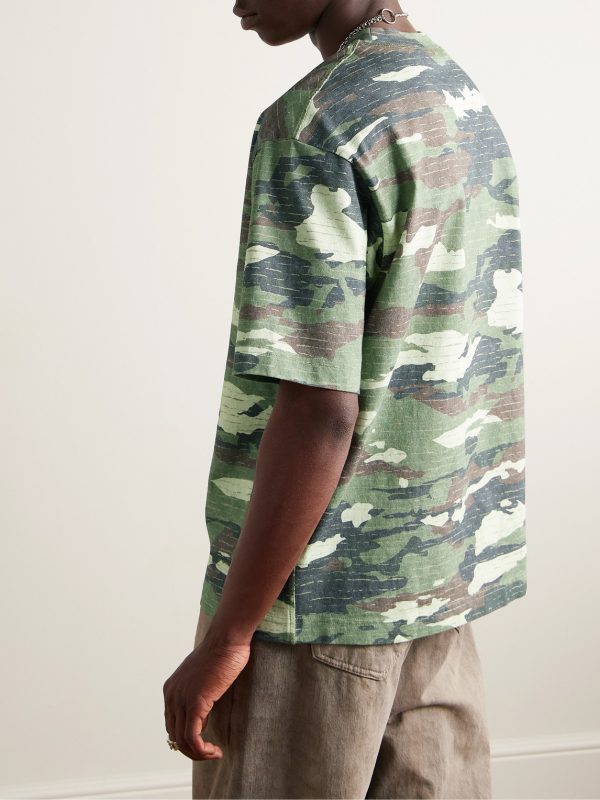 Extorr Crystal-Embellished Camouflage-Print Cotton-Jersey T-Shirt - BK