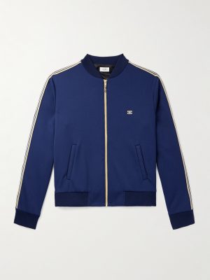 Striped Logo-Embroidered Jersey Track Jacket