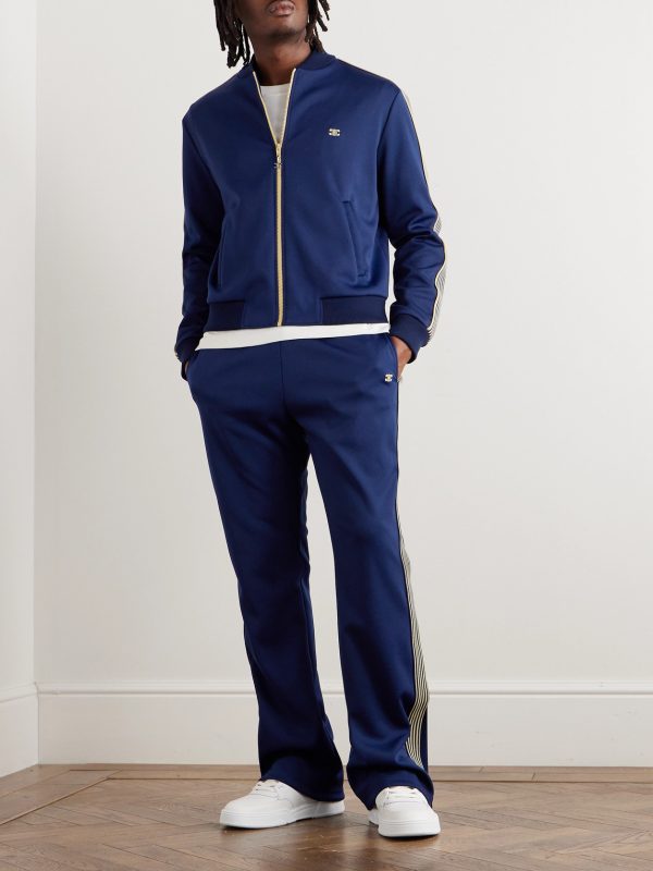 Striped Logo-Embroidered Jersey Track Jacket - OU
