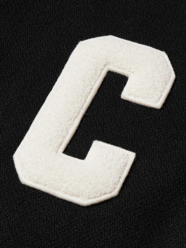 Teddy Logo-Appliquéd Leather-Trimmed Wool-Blend Bomber Jacket - CU Teddy Logo-Appliquéd Leather-Trimmed Wool-Blend Bomber Jacket - CU