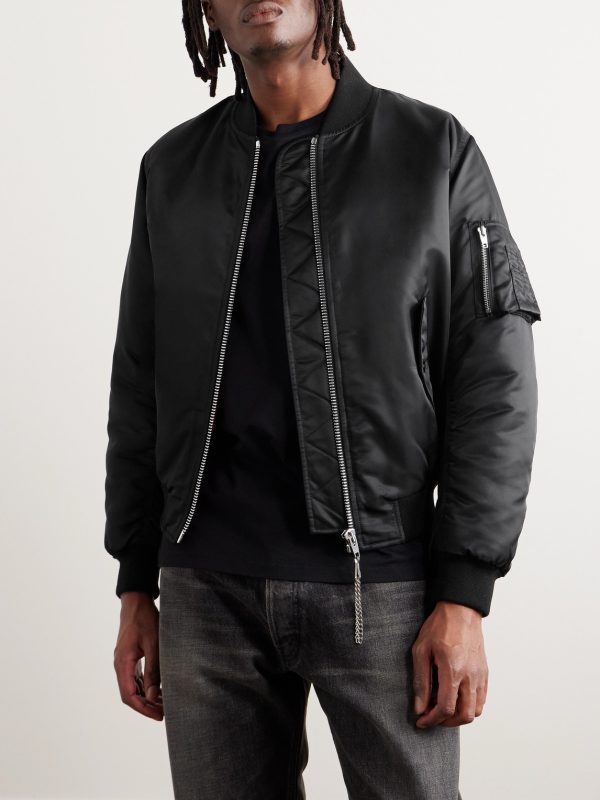 Logo-Print Chain-Embellished Shell Bomber Jacket - FR Logo-Print Chain-Embellished Shell Bomber Jacket - FR