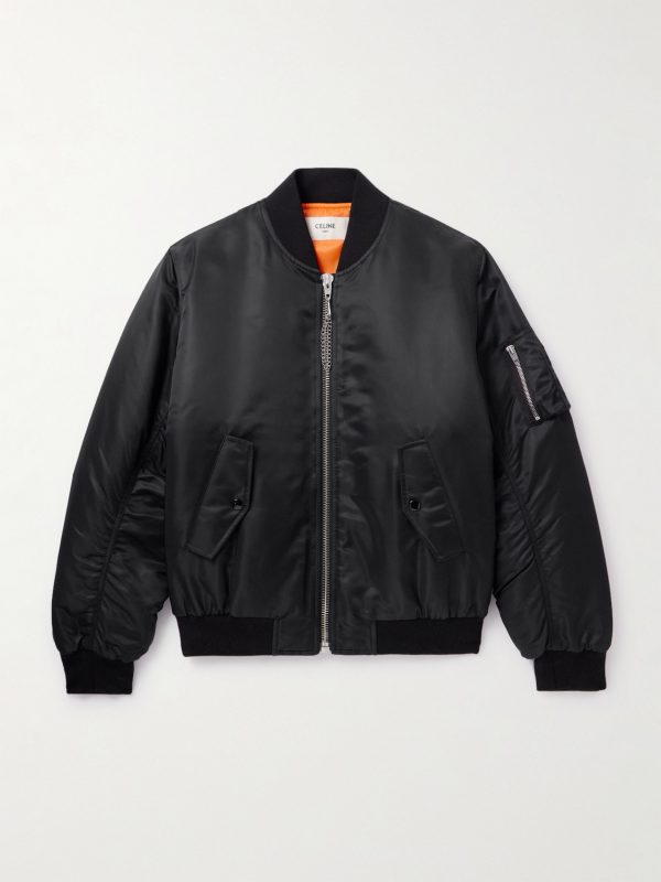 Logo-Print Chain-Embellished Shell Bomber Jacket Logo-Print Chain-Embellished Shell Bomber Jacket