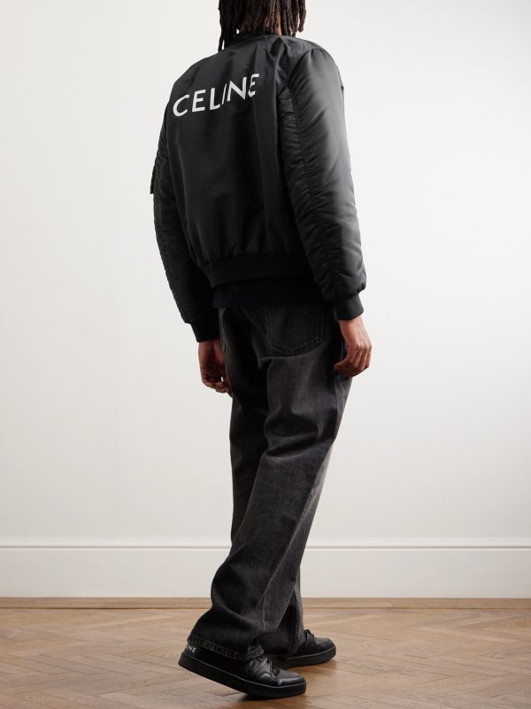 Logo-Print Chain-Embellished Shell Bomber Jacket - OU Logo-Print Chain-Embellished Shell Bomber Jacket - OU