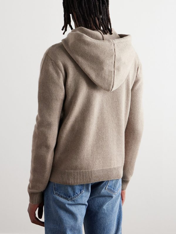 Logo-Embroidered Wool and Cashmere-Blend Hoodie - BK