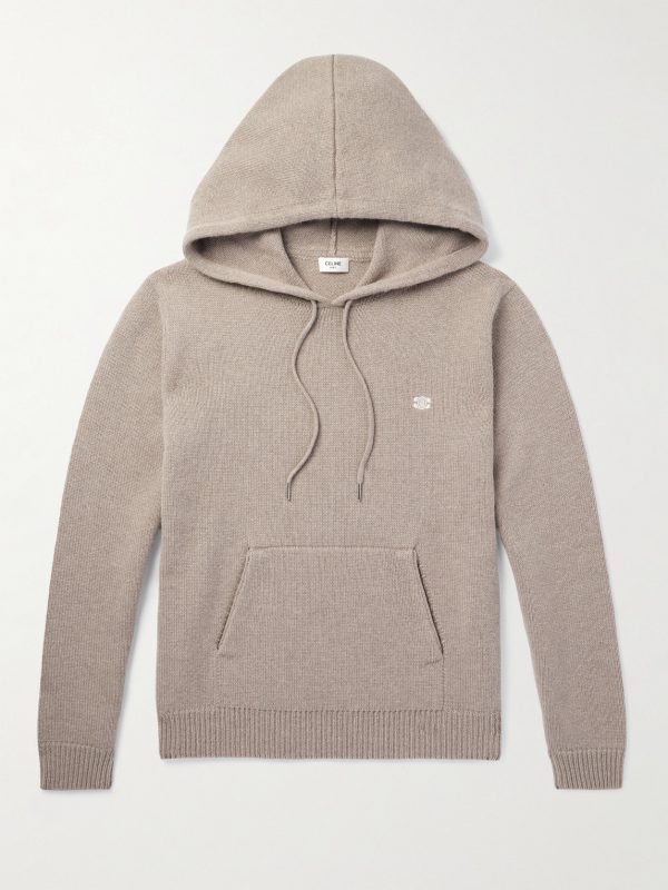 Logo-Embroidered Wool and Cashmere-Blend Hoodie