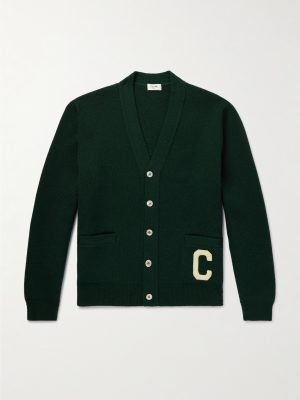 Logo-Appliquéd Wool Cardigan Logo-Appliquéd Wool Cardigan