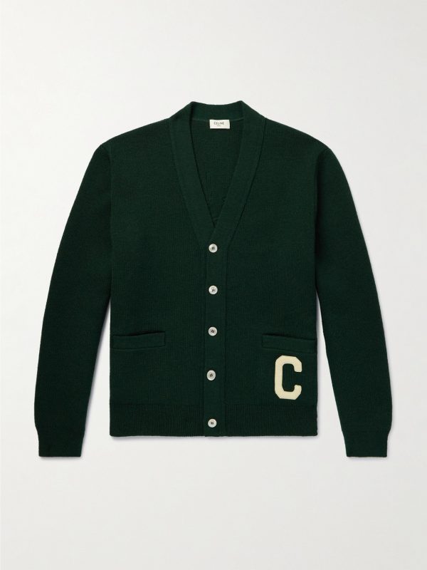 Logo-Appliquéd Wool Cardigan Logo-Appliquéd Wool Cardigan