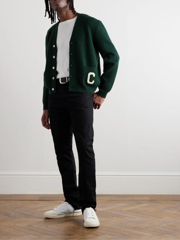 Logo-Appliquéd Wool Cardigan - OU Logo-Appliquéd Wool Cardigan - OU