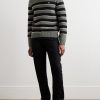 Logo-Embroidered Striped Knitted Wool Sweater - OU