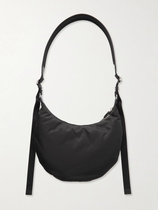 Voyou Buckled Webbing-Trimmed Padded Nylon Messenger Bag - BK