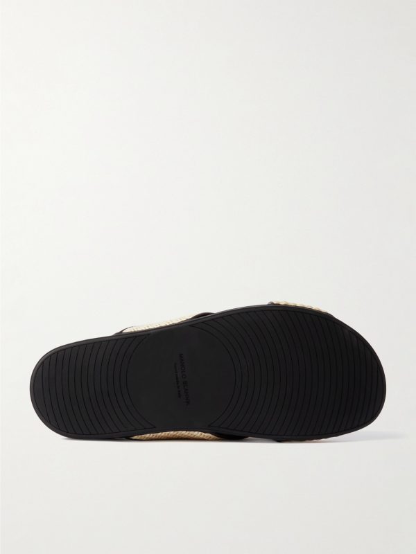 Chiltern Leather-Trimmed Raffia Sandals - E1