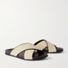 Chiltern Leather-Trimmed Raffia Sandals - FR