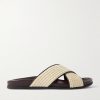 Chiltern Leather-Trimmed Raffia Sandals