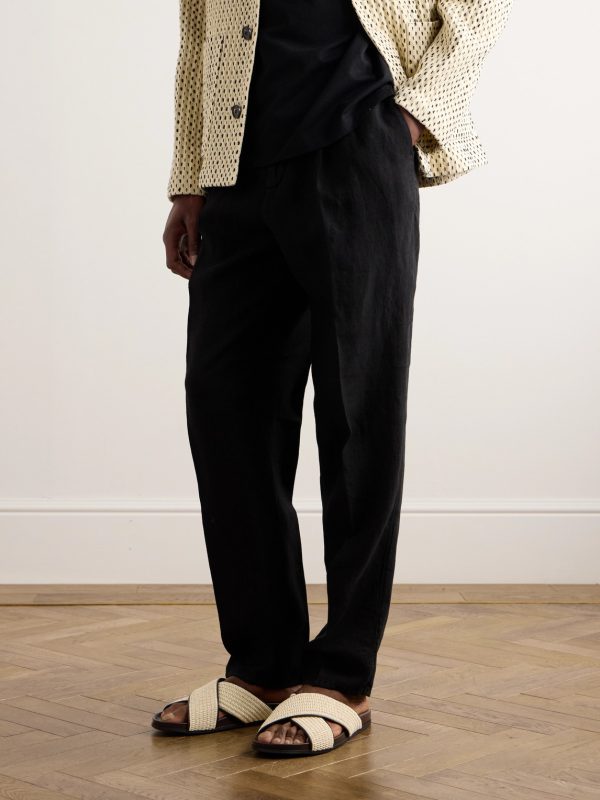 Chiltern Leather-Trimmed Raffia Sandals - OU