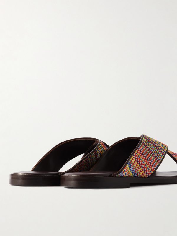 Otawi Leather-Trimmed Jacquard Sandals - BK Otawi Leather-Trimmed Jacquard Sandals - BK