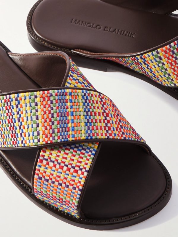 Otawi Leather-Trimmed Jacquard Sandals - CU Otawi Leather-Trimmed Jacquard Sandals - CU