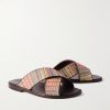 Otawi Leather-Trimmed Jacquard Sandals - FR Otawi Leather-Trimmed Jacquard Sandals - FR