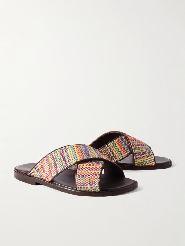 Otawi Leather-Trimmed Jacquard Sandals - FR Otawi Leather-Trimmed Jacquard Sandals - FR