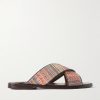 Otawi Leather-Trimmed Jacquard Sandals Otawi Leather-Trimmed Jacquard Sandals