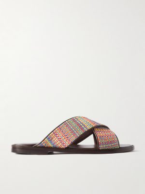 Otawi Leather-Trimmed Jacquard Sandals