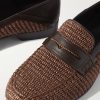 Padstow Leather-Trimmed Raffia Loafers - CU