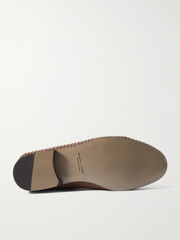 Padstow Leather-Trimmed Raffia Loafers - E1