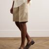 Padstow Leather-Trimmed Raffia Loafers - OU