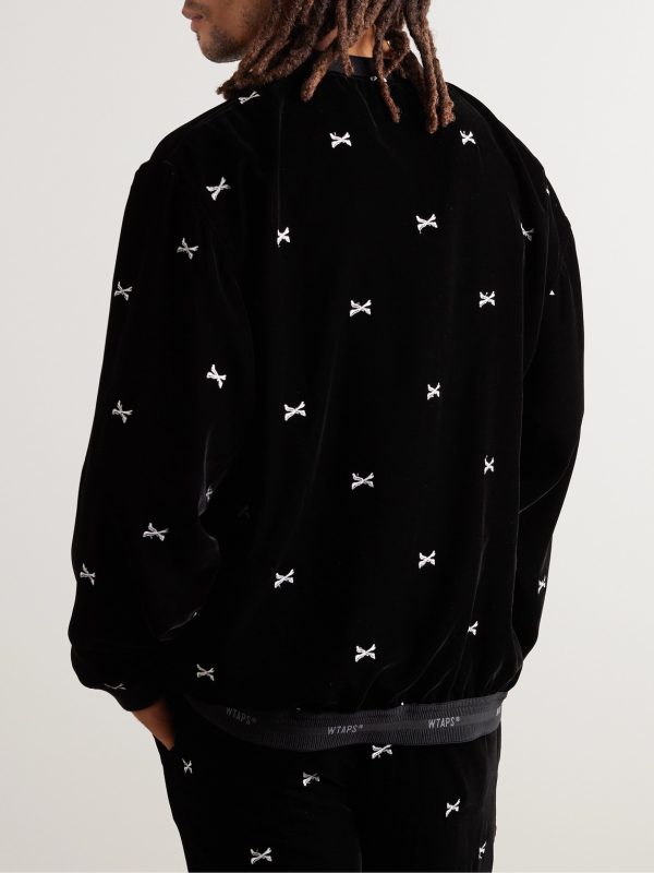 Embroidered Velour Sweatshirt - BK Embroidered Velour Sweatshirt - BK