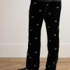Straight-Leg Embroidered Velour Trousers - BK Straight-Leg Embroidered Velour Trousers - BK