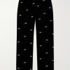 Straight-Leg Embroidered Velour Trousers Straight-Leg Embroidered Velour Trousers