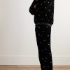 Straight-Leg Embroidered Velour Trousers - OU Straight-Leg Embroidered Velour Trousers - OU