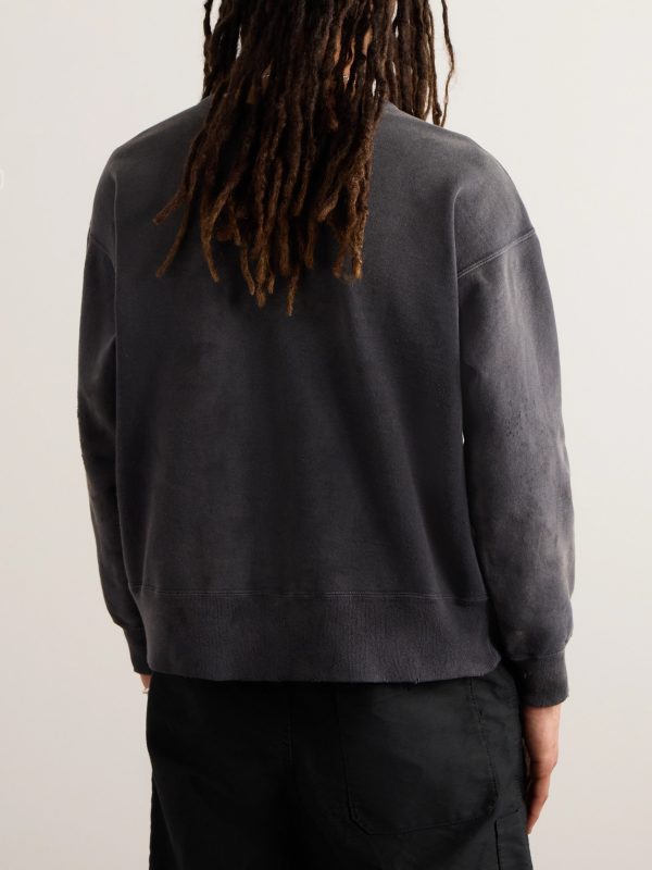 + Denim Tears Saint Tears Distressed Printed Cotton-Jersey Sweatshirt - BK