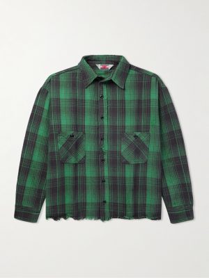 Distressed Checked Cotton-Flannel Shirt Distressed Checked Cotton-Flannel Shirt
