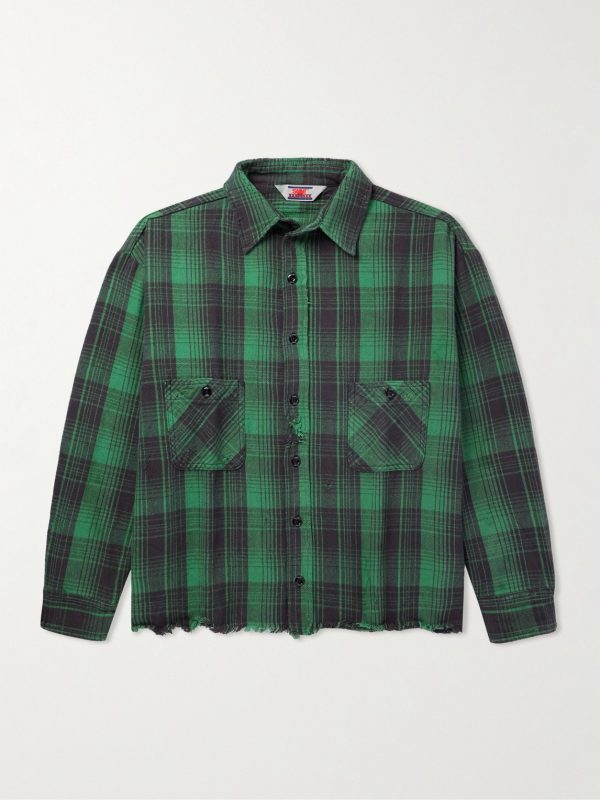 Distressed Checked Cotton-Flannel Shirt Distressed Checked Cotton-Flannel Shirt